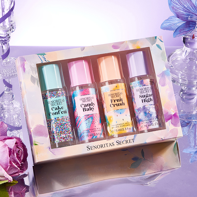 4 قطع 75 مل*4 مجموعة هدايا رذاذ الجسم أو دو برفيوم فلورالز للنساء 75 مل رذاذ الجسم