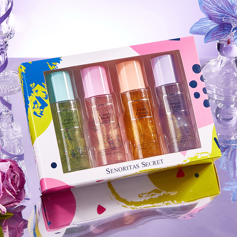 4 قطع 75 مل*4 مجموعة هدايا رذاذ الجسم أو دو برفيوم فلورالز للنساء 75 مل رذاذ الجسم