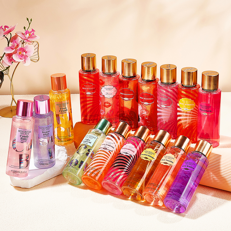 بخاخ للجسم 250 مل بخاخ لامع معطر برائحة الأزهار بخاخ ناعم للجسم للنساء