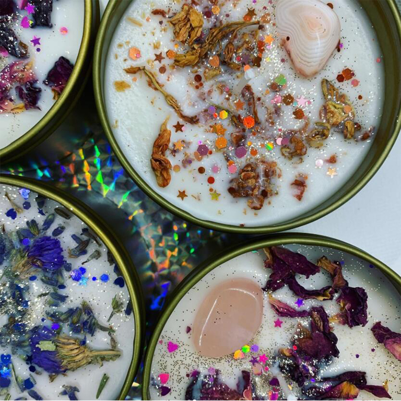 100 جرام ديكور منزلي مصنوع يدويًا من شمع الصويا، علاج عطري صديق للبيئة، حجر كريستالي عالي، شمعة معطرة بالزهور الجافة للحفلات وأعياد الميلاد