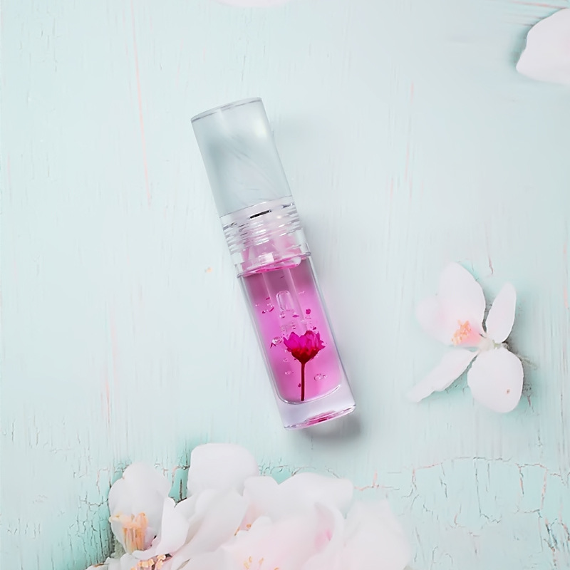 مجموعة ملمع الشفاه اللامع من بائع الأنابيب اللامعة، ملمع الشفاه الشفاف من زيت الشفاه على شكل زهرة الفتاة الصغيرة