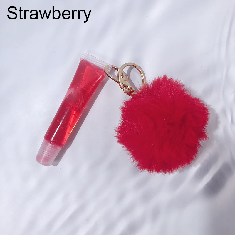 سلسلة مفاتيح أنبوبية شفافة بقاعدة ملمع الشفاه، ملمع شفاه طبيعي بزيت جوز الهند اللامع النباتي