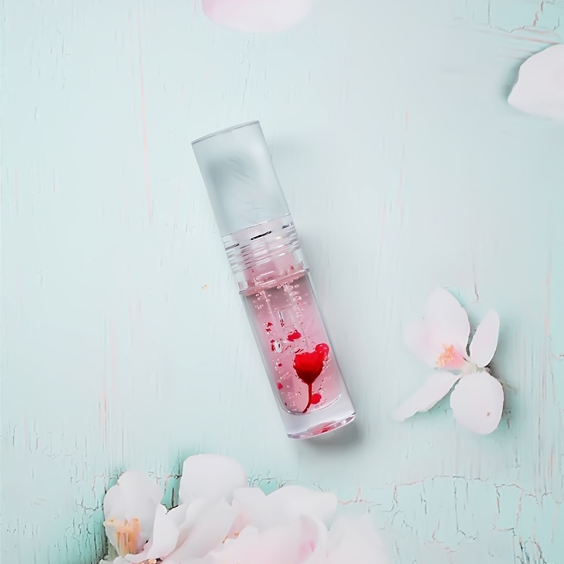 مجموعة ملمع الشفاه اللامع من بائع الأنابيب اللامعة، ملمع الشفاه الشفاف من زيت الشفاه على شكل زهرة الفتاة الصغيرة