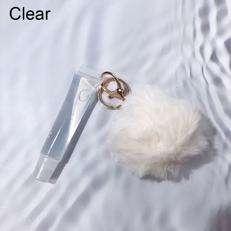 سلسلة مفاتيح أنبوبية شفافة بقاعدة ملمع الشفاه، ملمع شفاه طبيعي بزيت جوز الهند اللامع النباتي