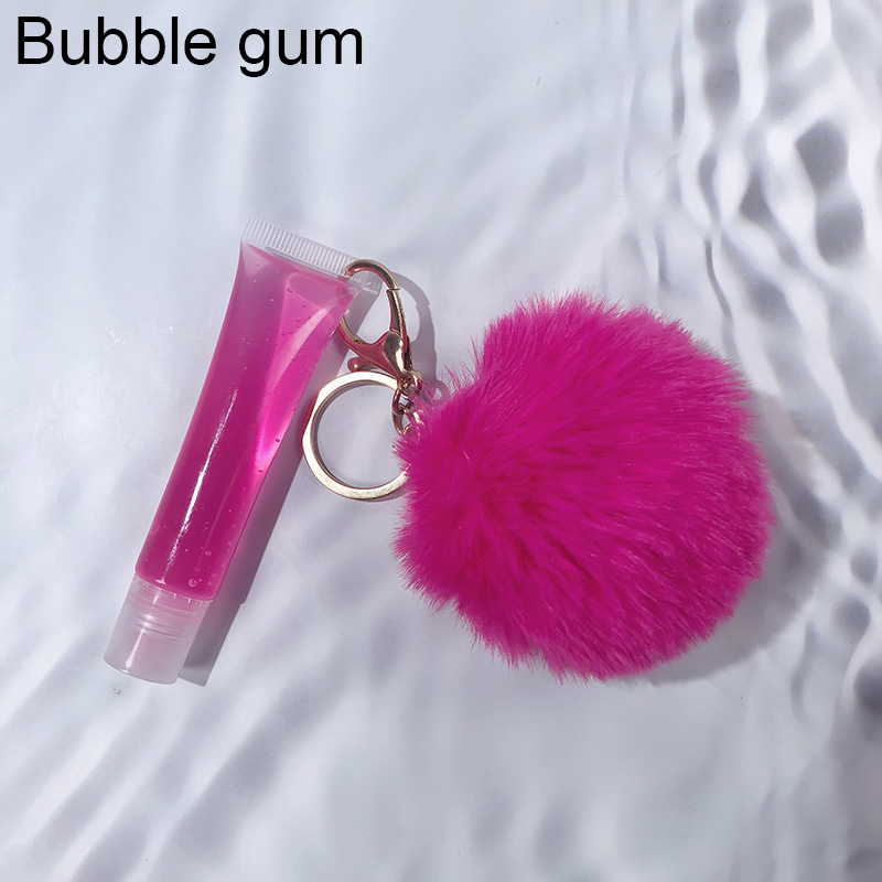 سلسلة مفاتيح أنبوبية شفافة بقاعدة ملمع الشفاه، ملمع شفاه طبيعي بزيت جوز الهند اللامع النباتي