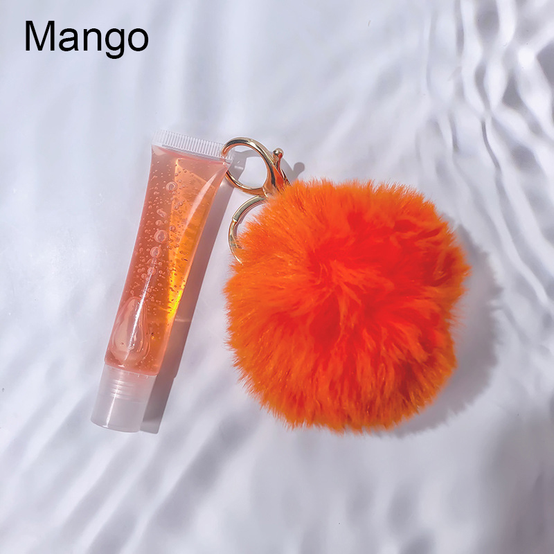 سلسلة مفاتيح أنبوبية شفافة بقاعدة ملمع الشفاه، ملمع شفاه طبيعي بزيت جوز الهند اللامع النباتي