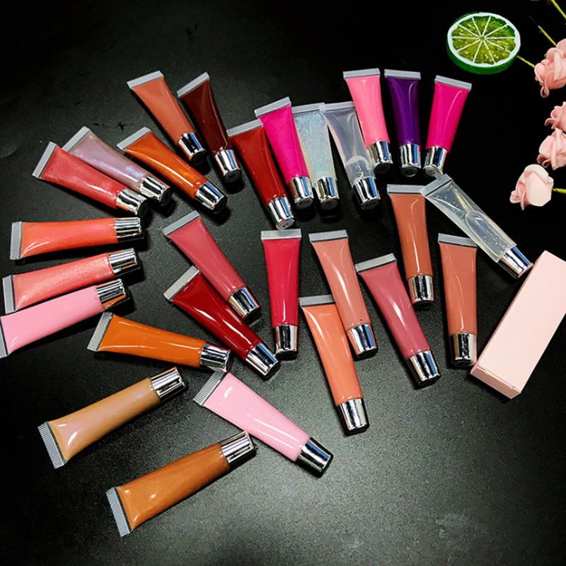 50 قطعة ملمع شفاه لامع من موك مع أنبوب وتغليف