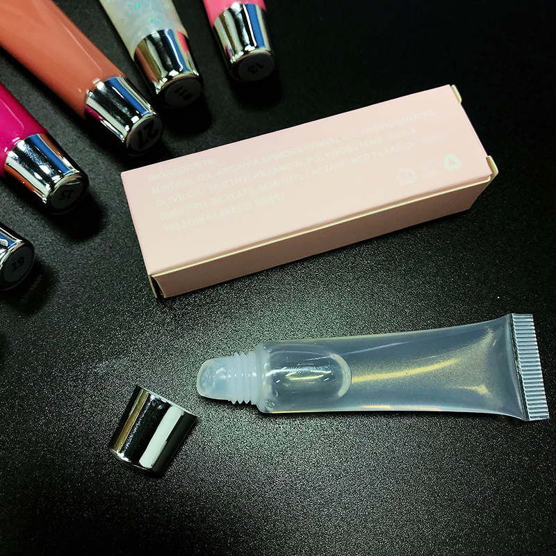 50 قطعة ملمع شفاه لامع من موك مع أنبوب وتغليف