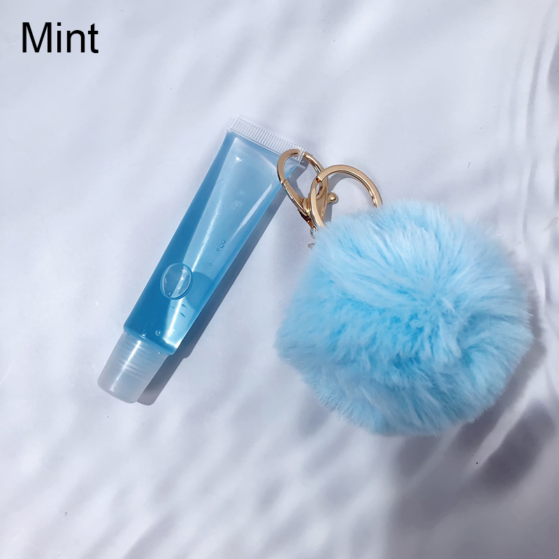 سلسلة مفاتيح أنبوبية شفافة بقاعدة ملمع الشفاه، ملمع شفاه طبيعي بزيت جوز الهند اللامع النباتي