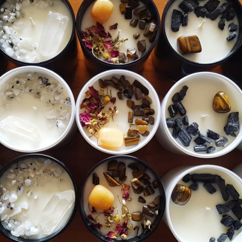 100 جرام ديكور منزلي مصنوع يدويًا من شمع الصويا، علاج عطري صديق للبيئة، حجر كريستالي عالي، شمعة معطرة بالزهور الجافة للحفلات وأعياد الميلاد