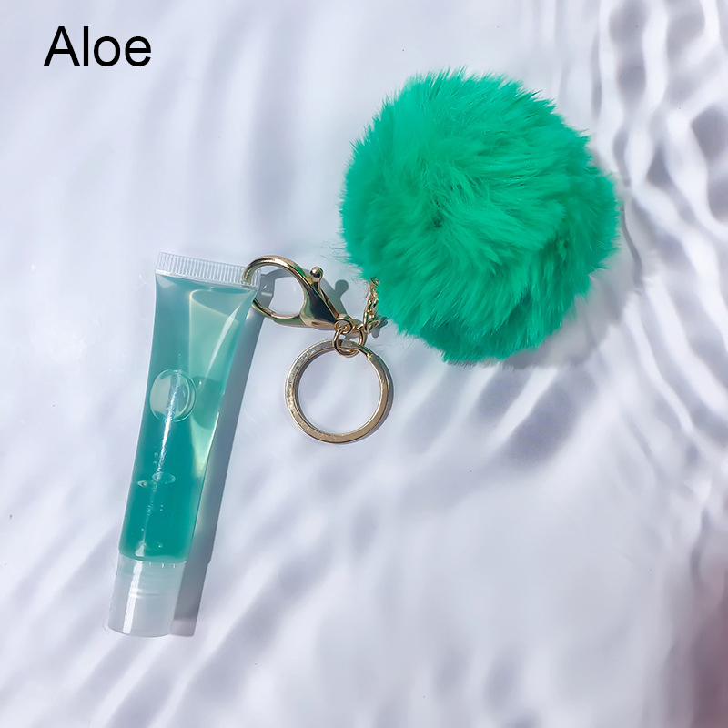 سلسلة مفاتيح أنبوبية شفافة بقاعدة ملمع الشفاه، ملمع شفاه طبيعي بزيت جوز الهند اللامع النباتي