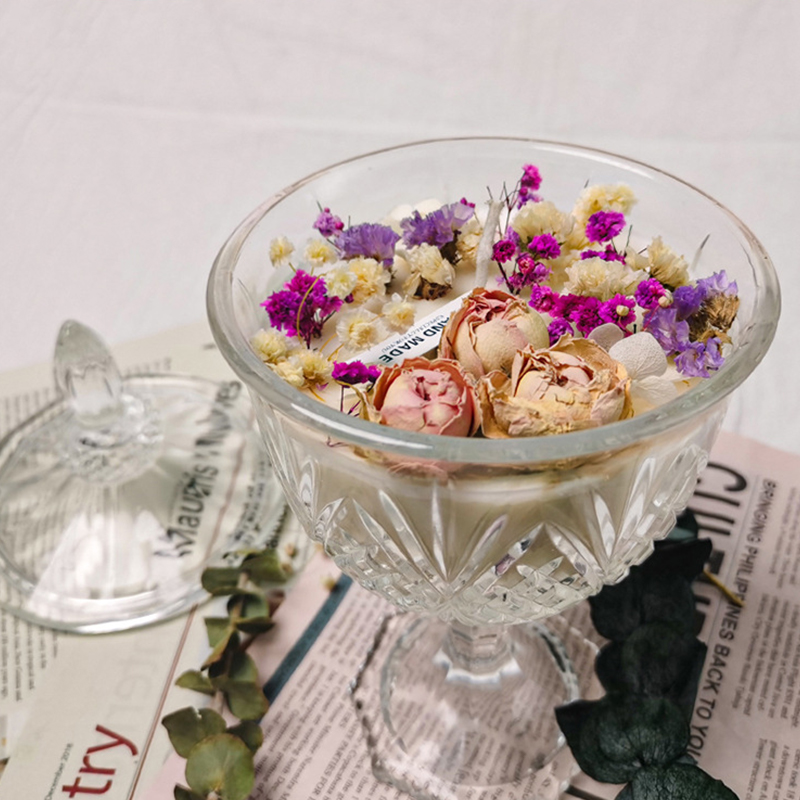 100 جرام ديكور منزلي مصنوع يدويًا من شمع الصويا، علاج عطري صديق للبيئة، حجر كريستالي عالي، شمعة معطرة بالزهور الجافة للحفلات وأعياد الميلاد