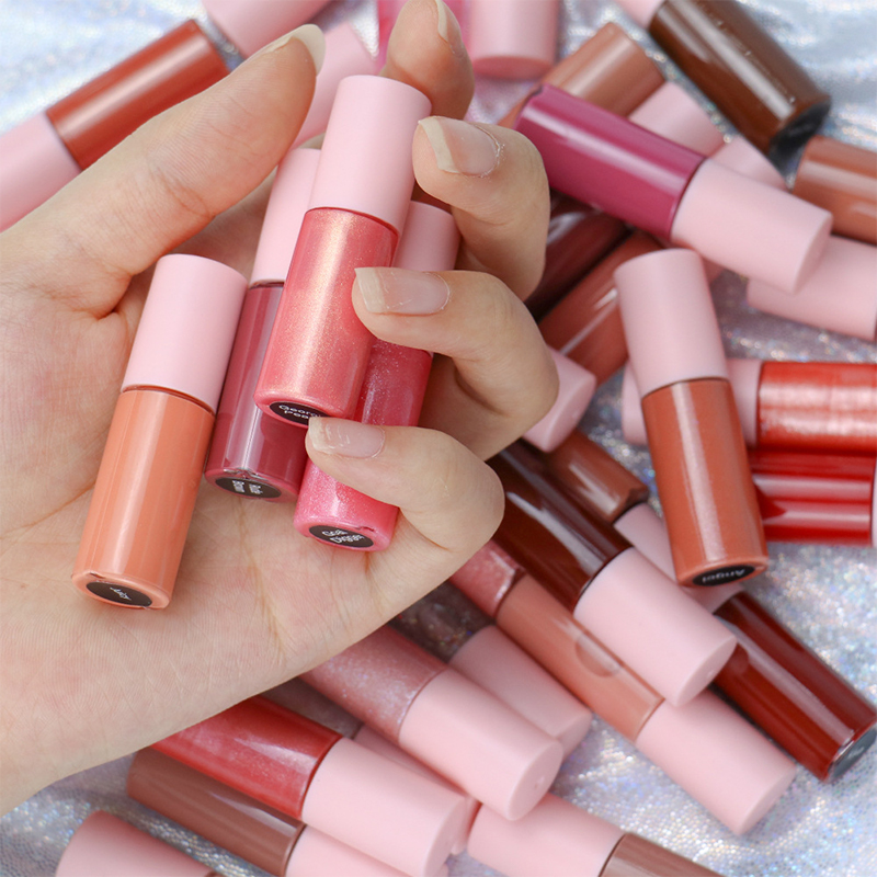 مجموعة أدوات صغيرة للأطفال من Sweet Candy Lipgloss Lip Gloss Pink Pigment Base للفتيات اللطيفات بدون شعار لامع شفاف