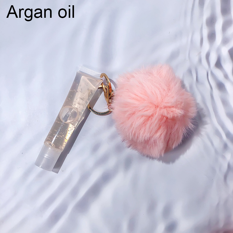 سلسلة مفاتيح أنبوبية شفافة بقاعدة ملمع الشفاه، ملمع شفاه طبيعي بزيت جوز الهند اللامع النباتي