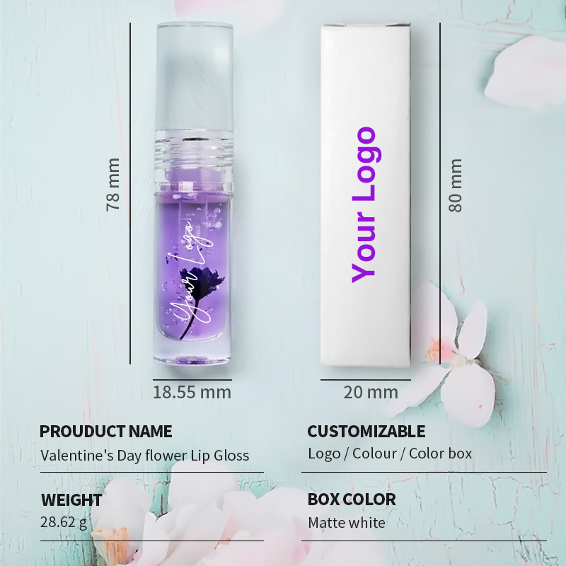 مجموعة ملمع الشفاه اللامع من بائع الأنابيب اللامعة، ملمع الشفاه الشفاف من زيت الشفاه على شكل زهرة الفتاة الصغيرة