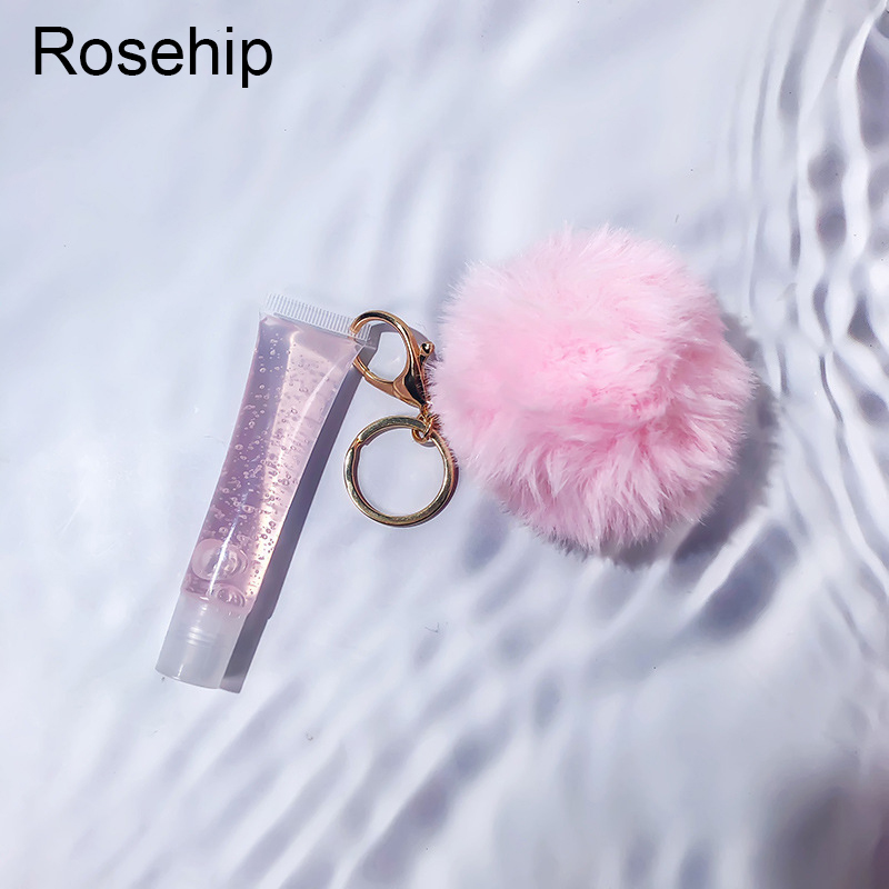 سلسلة مفاتيح أنبوبية شفافة بقاعدة ملمع الشفاه، ملمع شفاه طبيعي بزيت جوز الهند اللامع النباتي